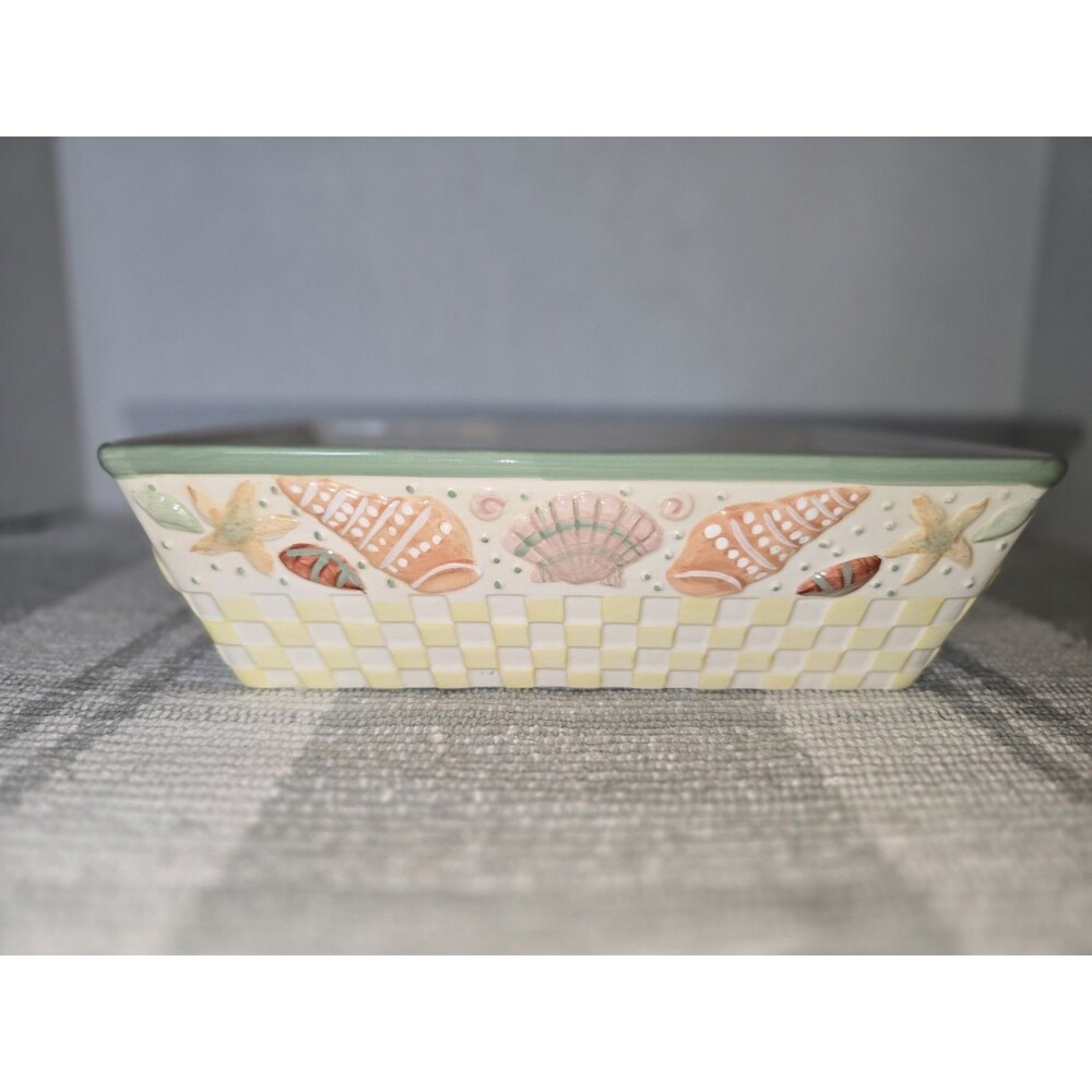 Temptations Summer Shells 2 Quart Rectangular Baker with Seashell Theme